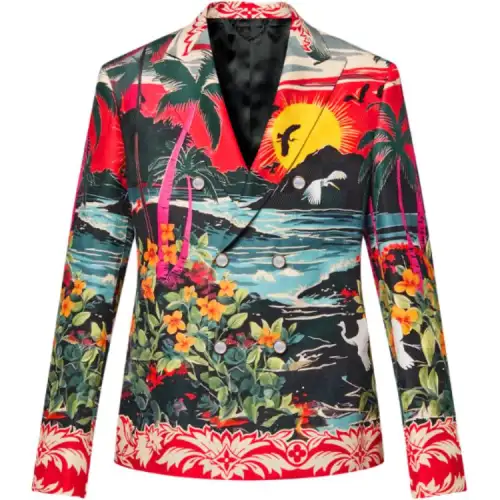 LOUIS VUITTON Double-Breasted Cotton And Linen Blend Tailored Jacket