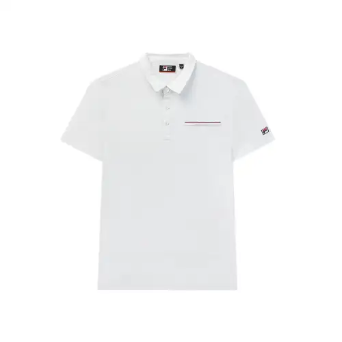 FILA Polo Shirts Men's White Polo Collar Moderate Straight Fit