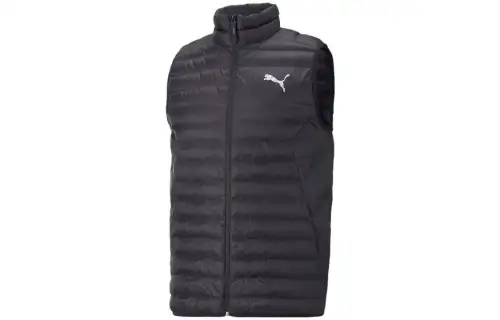 PUMA Vests Men's Black Stand Collar Moderate Other