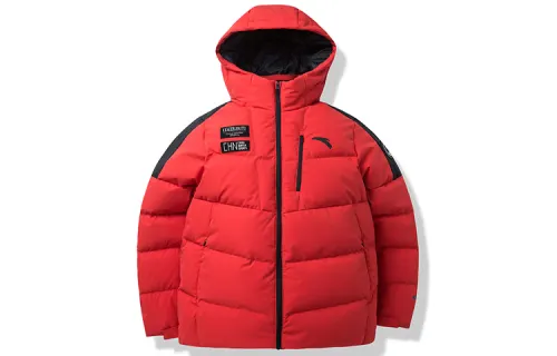 ANTA Variety Training Collection Down Jackets Men's Red Hooded Moderate