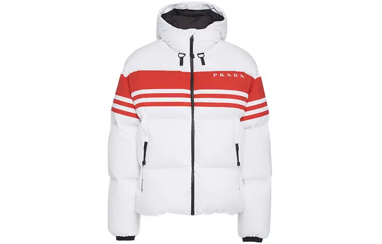 PRADA Down Jackets Men's White Hooded Moderate