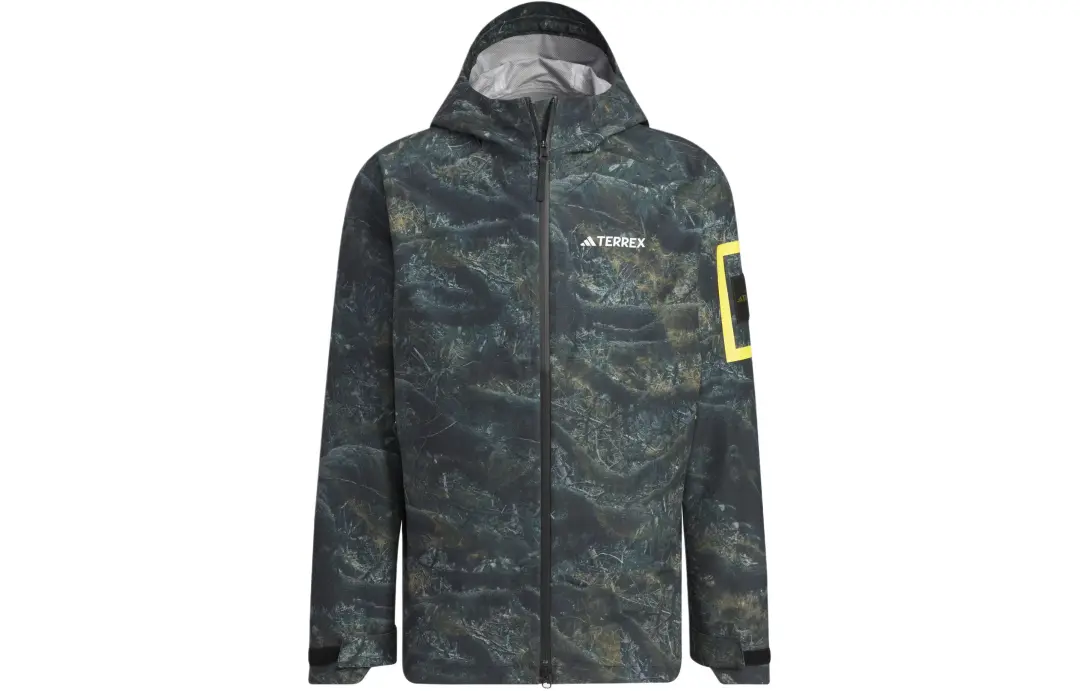Adidas x NATIONAL GEOGRAPHIC Waterproof, Windproof, And Rainproof Windbreaker Jacket Men's Pebble Silver Gray