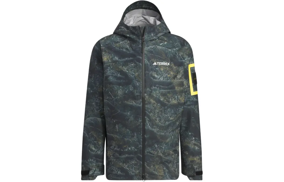 Adidas x NATIONAL GEOGRAPHIC Waterproof And Windproof Windbreaker Jacket Men's Pebble Silver Gray