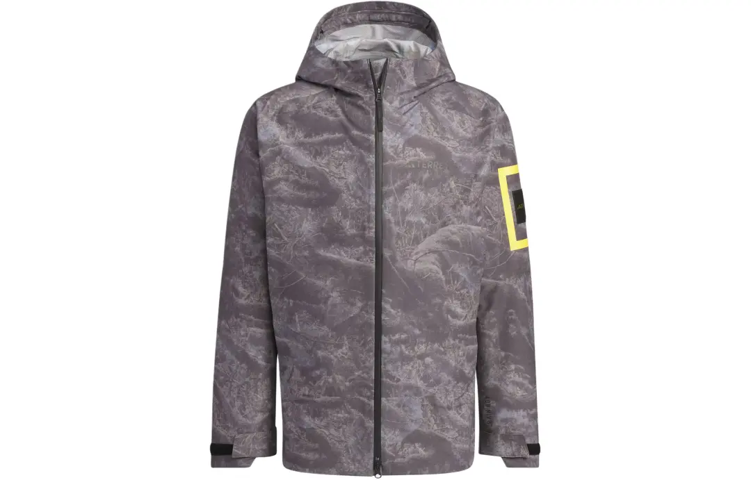 Adidas x NATIONAL GEOGRAPHIC ALLOVER PRINT Outdoor Hiking Waterproof, Windproof, And Rainproof Windbreaker Jacket Men's