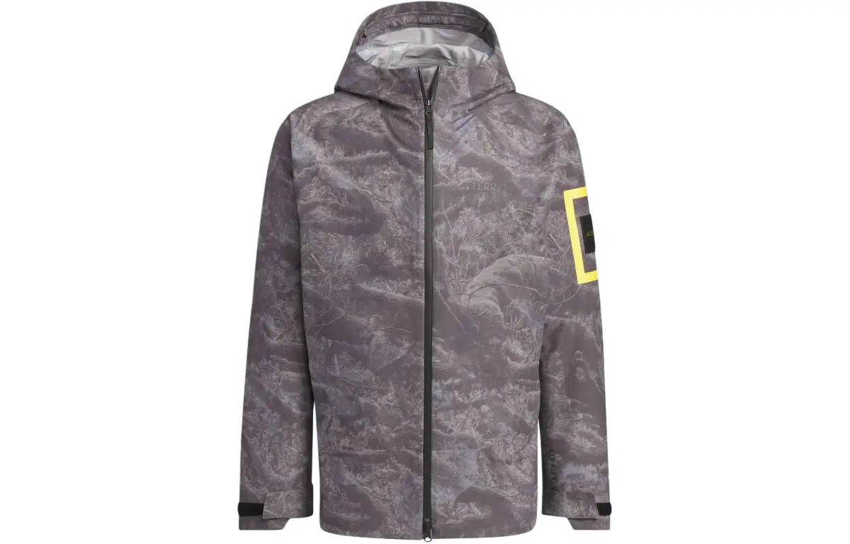 Adidas x NATIONAL GEOGRAPHIC ALLOVER PRINT Outdoor Sports Waterproof And Windproof Windbreaker Jacket Men's