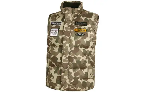Skechers Down Vests Men's Camouflage Beige Yellow Stand Collar Moderate Other