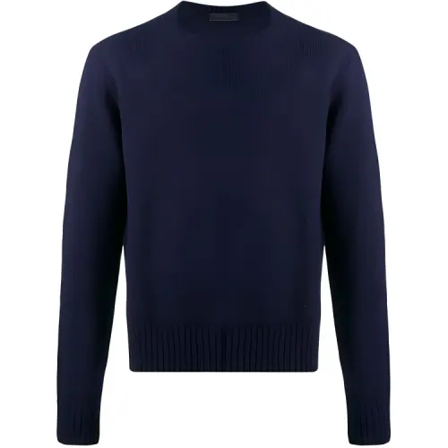 PRADA Sweaters Men's Blue Crew Neck Moderate Other