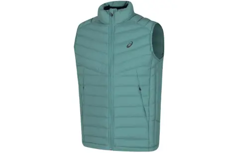 ASICS Down Vests Men's Turquoise Stand Collar Moderate Other