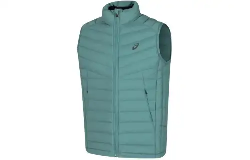 ASICS Down Vests Men's Turquoise Stand Collar Moderate Other