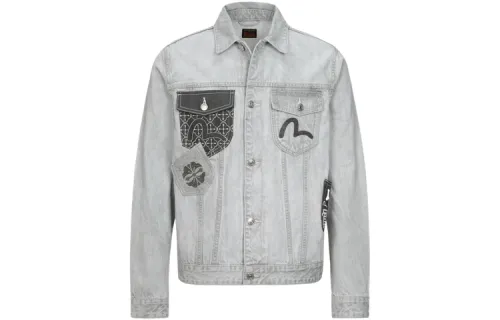 EVISU Denim Jackets Men's Denim Gray Lapel Moderate Other