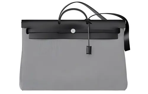 HERMES Herbag Zip Criss Viking Canvas And Hunter Cow Leather Shoulder Bag, Crossbody Bag, Handbag 50 Unisex Ecru/Black