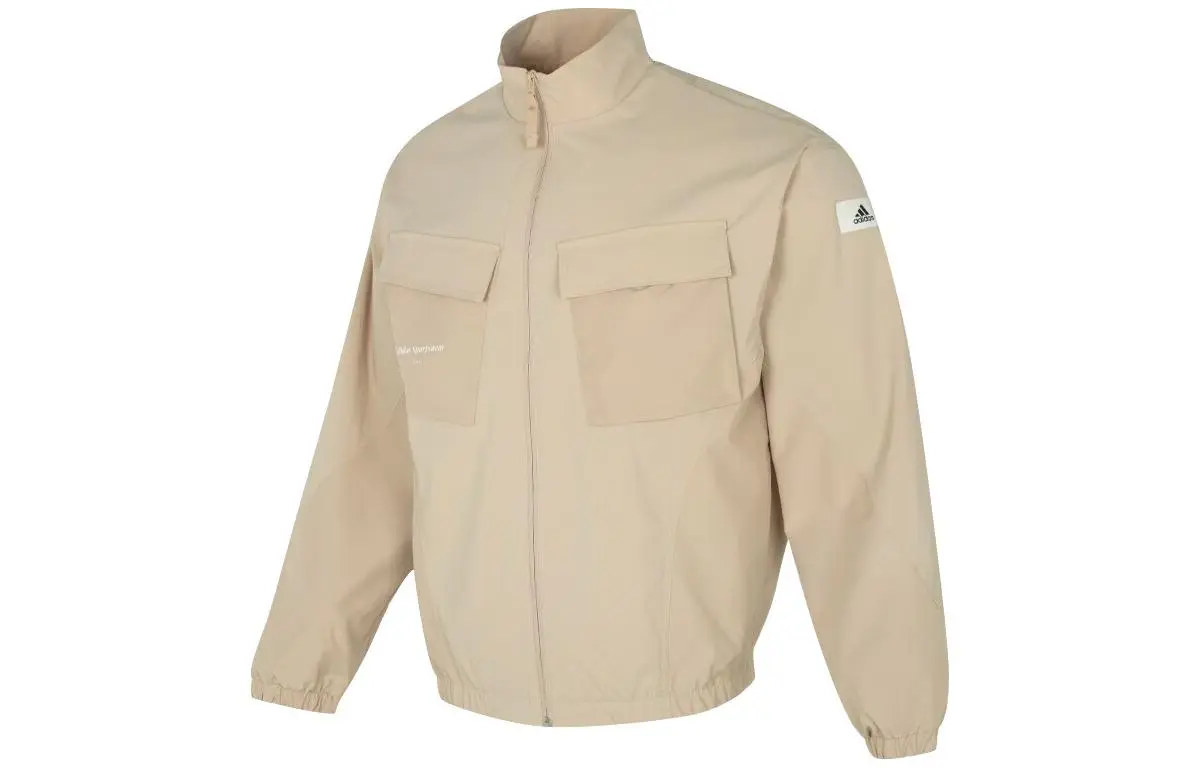 Adidas Jackets Men's Khaki Stand Collar Moderate Workwear