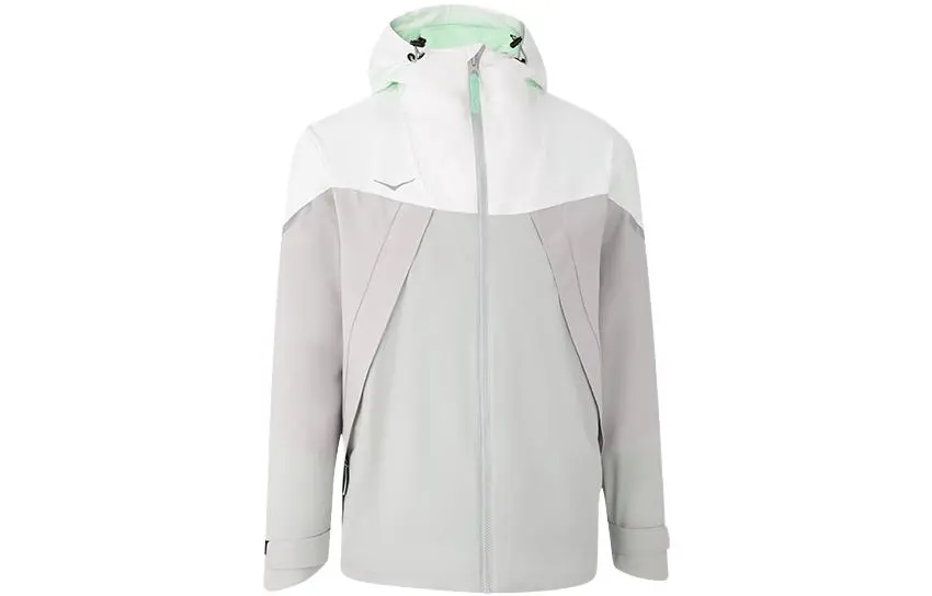 HOKA ONE ONE Waterproof, Windproof, And Breathable Windbreaker Jacket Men's White/Gray Green