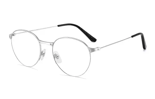CARTIER Cartier Santos series full frame thin temples plate frame titanium oval optical frame men and women same style couple model silver