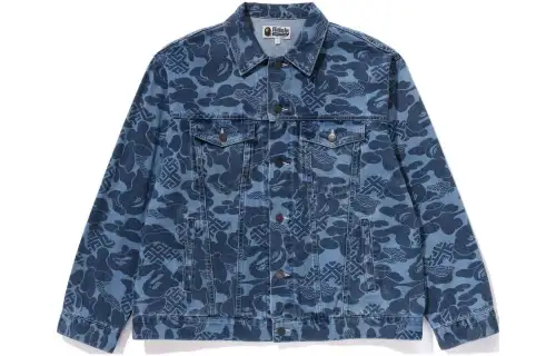 A BATHING APE SS24 Denim Jacket Unisex Marine Blue