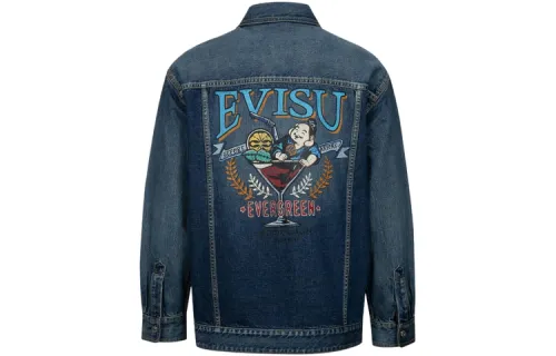 EVISU Denim Jackets Men's Denim Blue Lapel Moderate Other