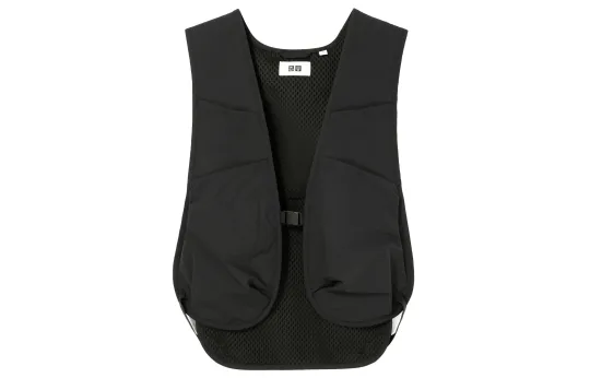 UNIQLO Vests Men's Black Collarless Moderate Workwear