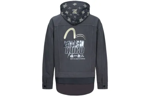 EVISU Jackets Men's Dark Gray Hooded Moderate Other