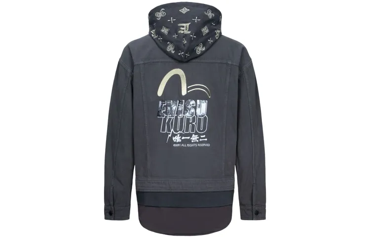 EVISU Jackets Men's Dark Gray Hooded Moderate Other