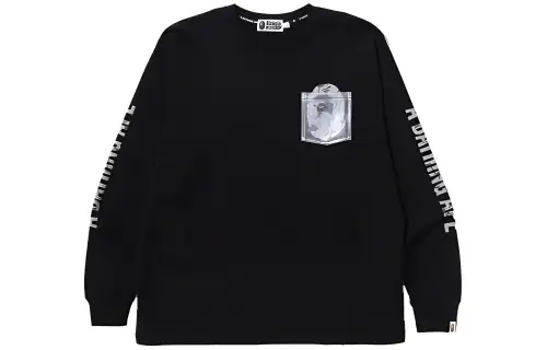 A BATHING APE Reflective Solid Camo Ape Head Relaxed Fit Pocket L/S Tee
