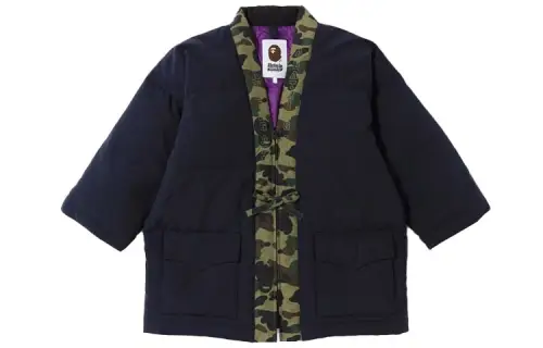 A BATHING APE Solid Color Camouflage Collarless Down Jacket Men's