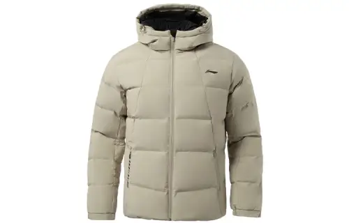 Li Ning Sports Life Collection Down Jackets Men's Khaki Hooded Moderate Other