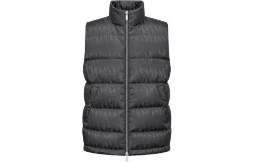 DIOR Vests Men's Gray Stand Collar Moderate Other