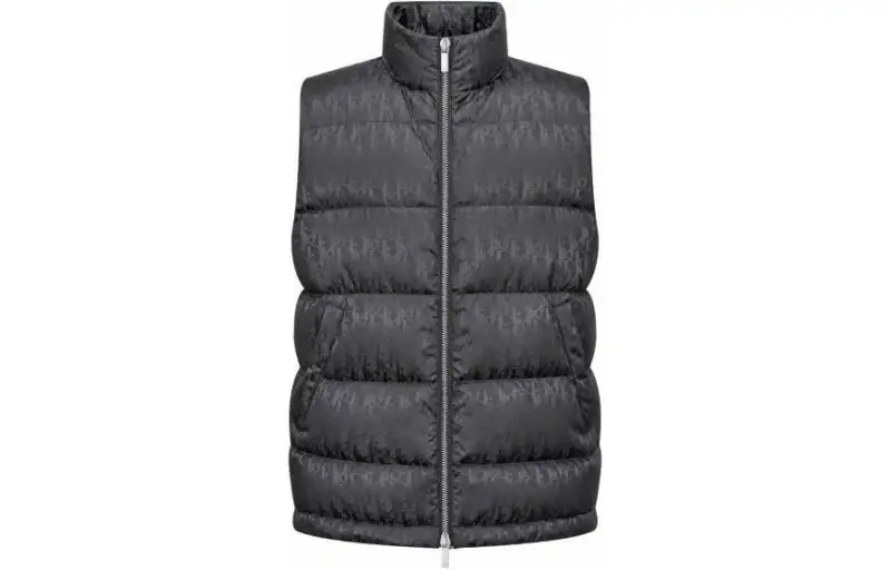 DIOR Vests Men's Gray Stand Collar Moderate Other