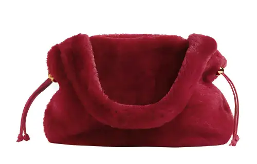 Bottega Veneta Shearling Top Handbag Medium Women's Dark Red