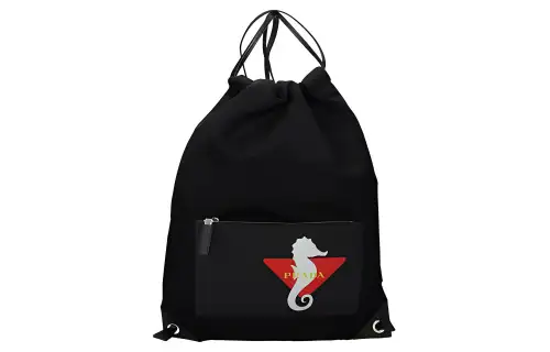 PRADA Logo Print Fabric Backpack Women's Black