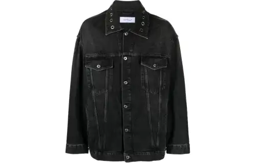 OFF-WHITE eyelet-detail drop-shoulder denim jacket