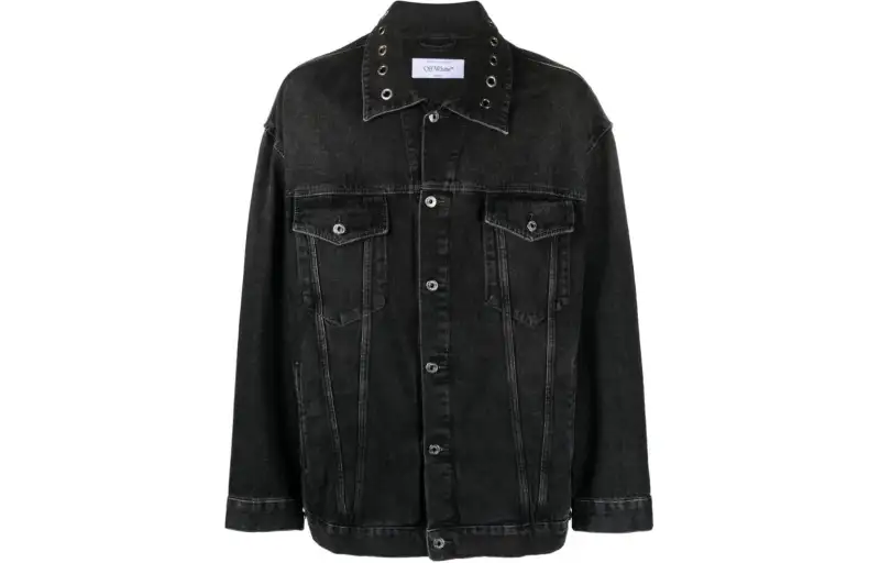 OFF-WHITE eyelet-detail drop-shoulder denim jacket