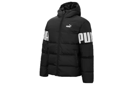 PUMA ESS Printed Down Jackets Men's Black Hooded Moderate Other