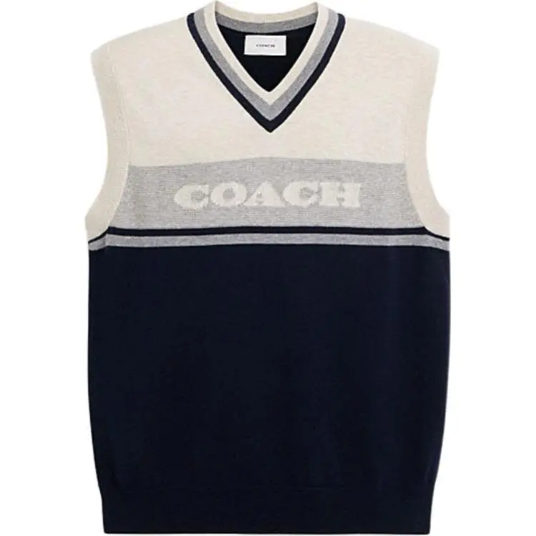 COACH Vests Men's Navy V-neck Moderate
