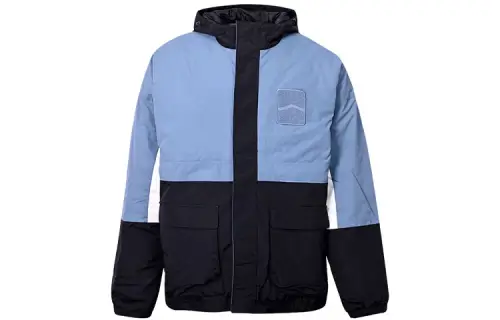 Vans Colorblock Hooded Puffer Jacket Men's Gray Blue