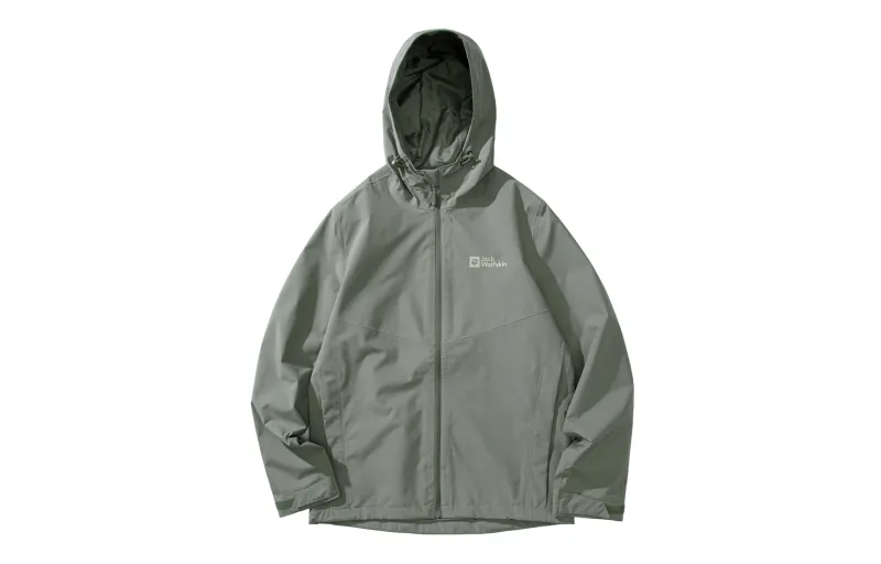 Jack Wolfskin PE color AK BASIC series, pure letters, lightweight breathable printed zipper hood, hiking, outdoor hiking, urban life/travel/commuting, waterproof and windproof jacket, same style for men and women