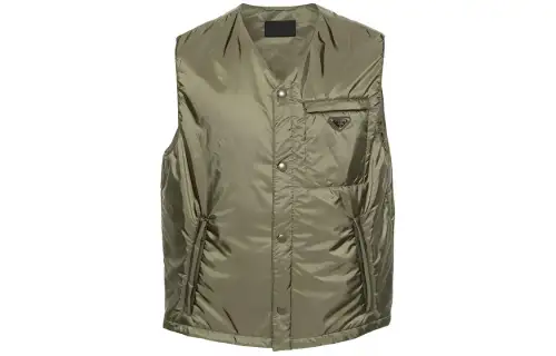 PRADA Vests Men's Green V Neck Moderate Other