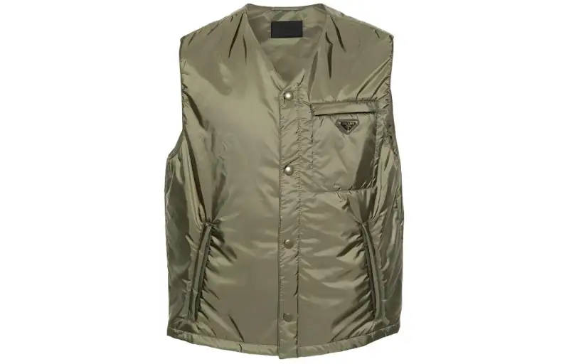 PRADA Vests Men's Green V Neck Moderate Other