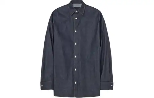 PRADA Enamel-triangle-logo Denim Shirt
