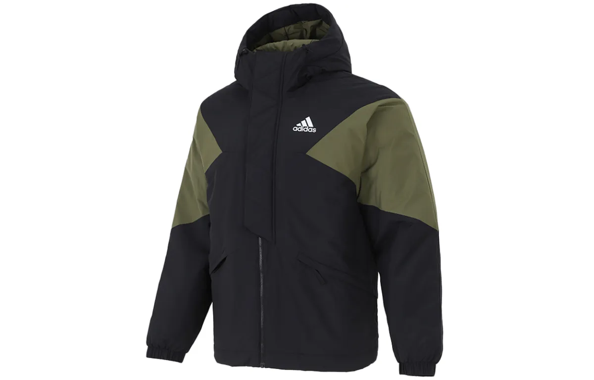 Adidas Down Jackets Men's Black Hooded Moderate Straight Fit