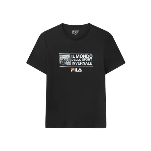 FILA T Shirts Men's Jet Black Crew Neck Moderate Straight Fit