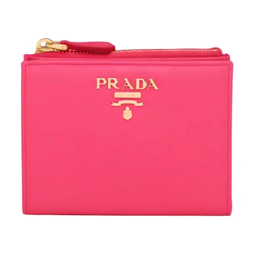 PRADA Saffiano Leather Wallet Small Women's Pink Peony