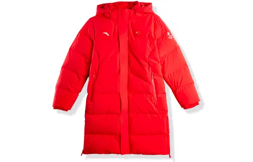 Anta Solid Color Hooded Down Jacket Men's Red