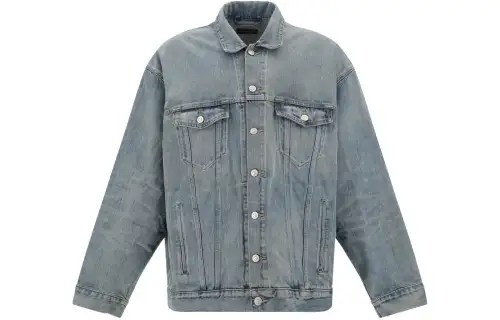 Balenciaga Logo Printed Oversized Denim Jacket