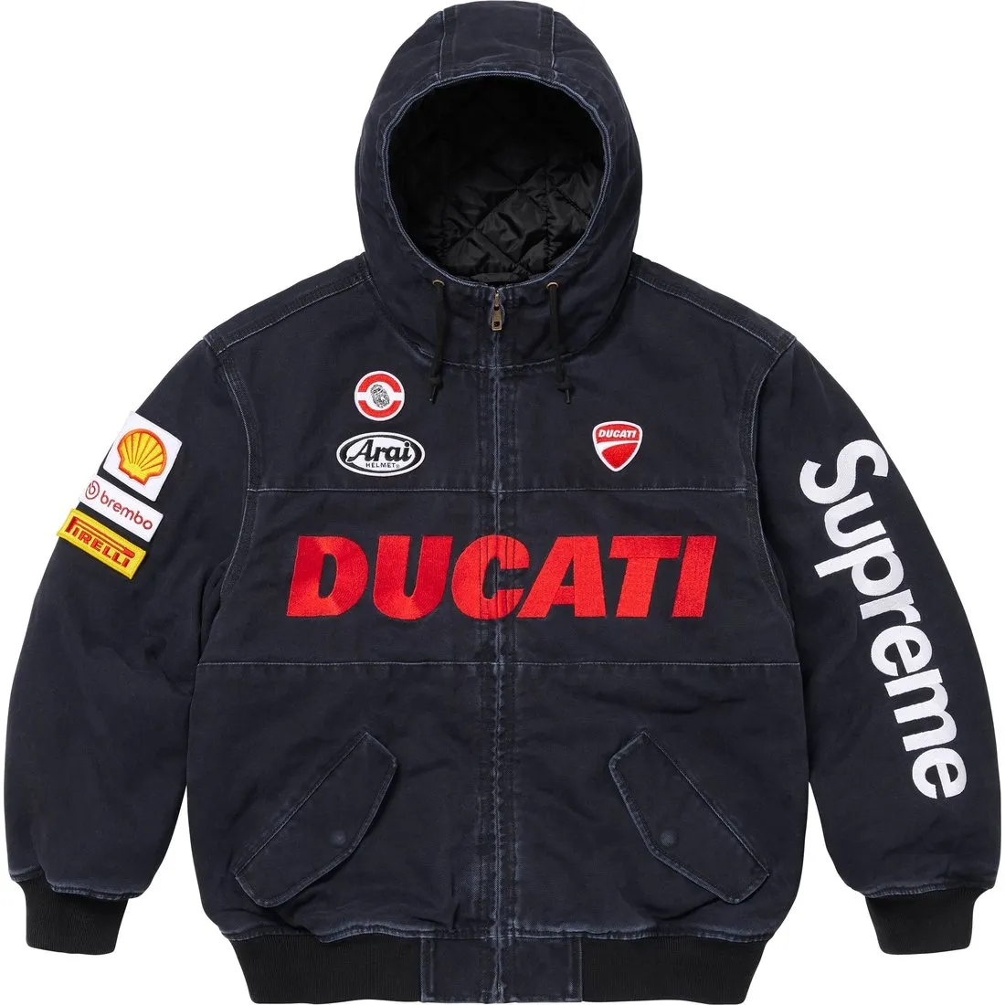 Supreme X DUCATI SS24 WEEK16 Hooded Racing Jacket Unisex Double Pocket Zipper Hooded Racing Long Sleeve Jacket
