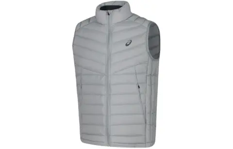 ASICS Down Vests Men's Gray Stand Collar Moderate Other