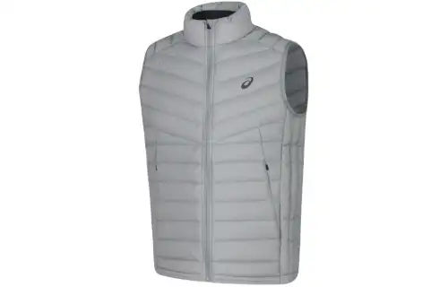ASICS Down Vests Men's Gray Stand Collar Moderate Other