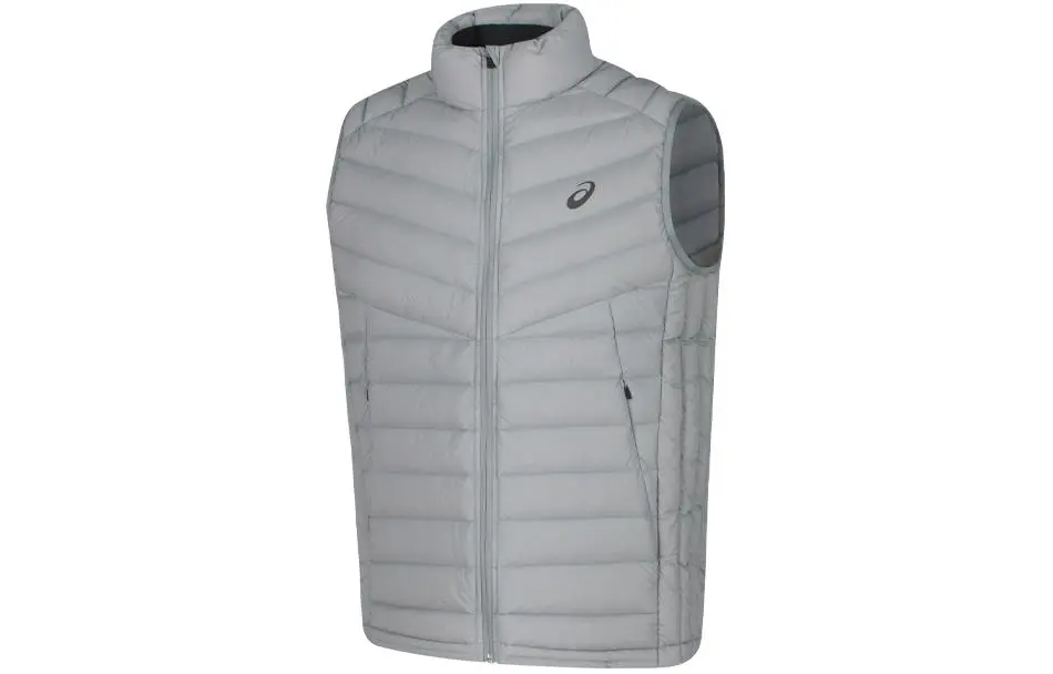 ASICS Down Vests Men's Gray Stand Collar Moderate Other