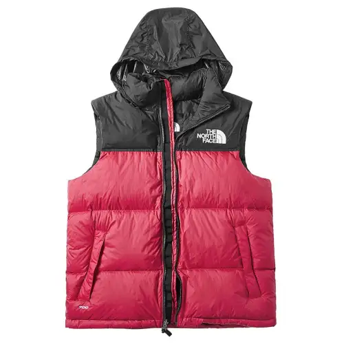 THE NORTH FACE Vests Men's Red Hooded Non Detachable Thickened Other