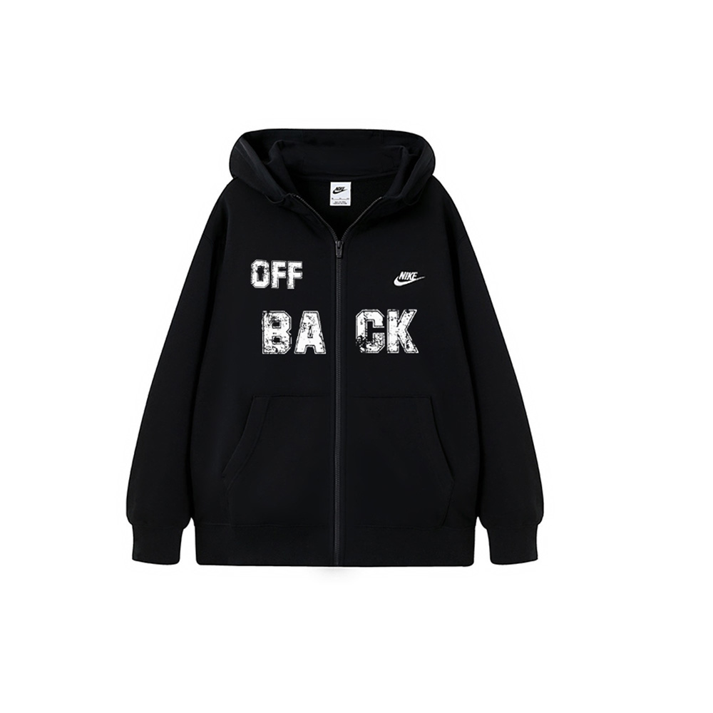 Nike, uniform, black jacket for leisure with zipper with hood, custom-made